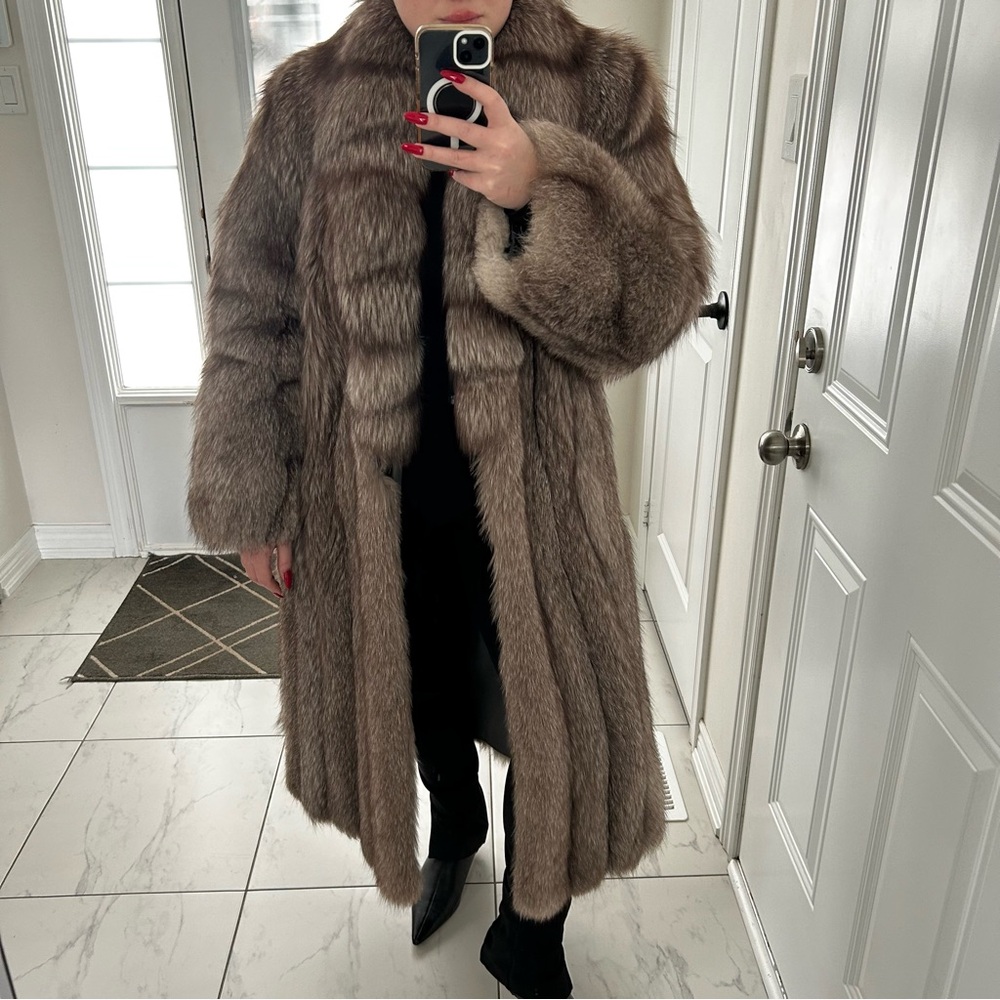 Sold: Real Silver Indigo Fox Fur Coat
